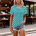 Short Sleeve Tops for Women Spring V Neck Collared Polo Shirts Dressy Casual Classic Vinatge Polka Dot Printed Summer Blouses Retro Exercise Hawaiian Fashion Clothing Womens Polo Shirts, Turquoise, L