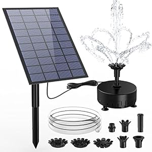 AMZtime 7 W DIY fontein op zonne-energie, met 1,5 m waterleiding en paal, upgrade vijverpomp op zonne-energie, fontein…
