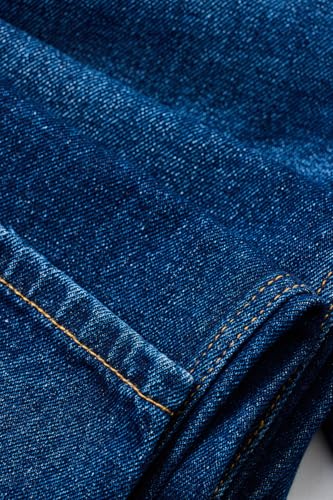 Image of SNITCH Men Jeans Casual Wear | Loose Fit, Turned-Up Cuffs, Classic Blue Wash | 100% Cotton, Mid Rise, Relaxed Thigh, Wide-Leg, Five Pockets, Machine Wash