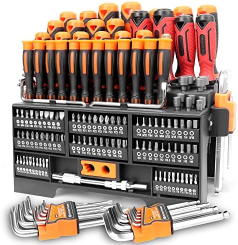 Amartisan 146-piece Magnetic Screwdrivers Set Plastic Racking, DIY Tools Set Tools for Men Tools Gift, Includs Precision screwdriver, Magnetizer, Key Set, Nut Driver and Bit Set
