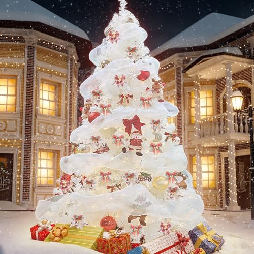 BDL-10FT-White-Christmas-Tree-Premium-Hinged-Artificial-Pine-Tree-with-Solid-Metal-Stand-and-Decorations2150Tips BDL 10FT White Christmas Tree Premium Hinged Artificial Pine Tree with Solid Metal Stand and Decorations2150Tips