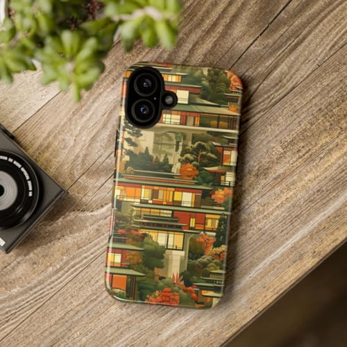 Coque iPhone 16 Plus paysage automne architecture moderne rigide brillante orange - 4