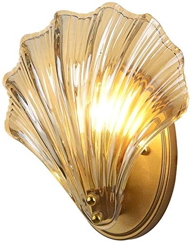 ブラケットライト リブクリアガラスの壁取り付け用燭台ライトレトロ金属壁ランプシェルウォール照明E14シンプルな壁ランプベッドサイドのナイトライト回廊階段リビングルームのベッドルームを備えたモダンなのサムネイル