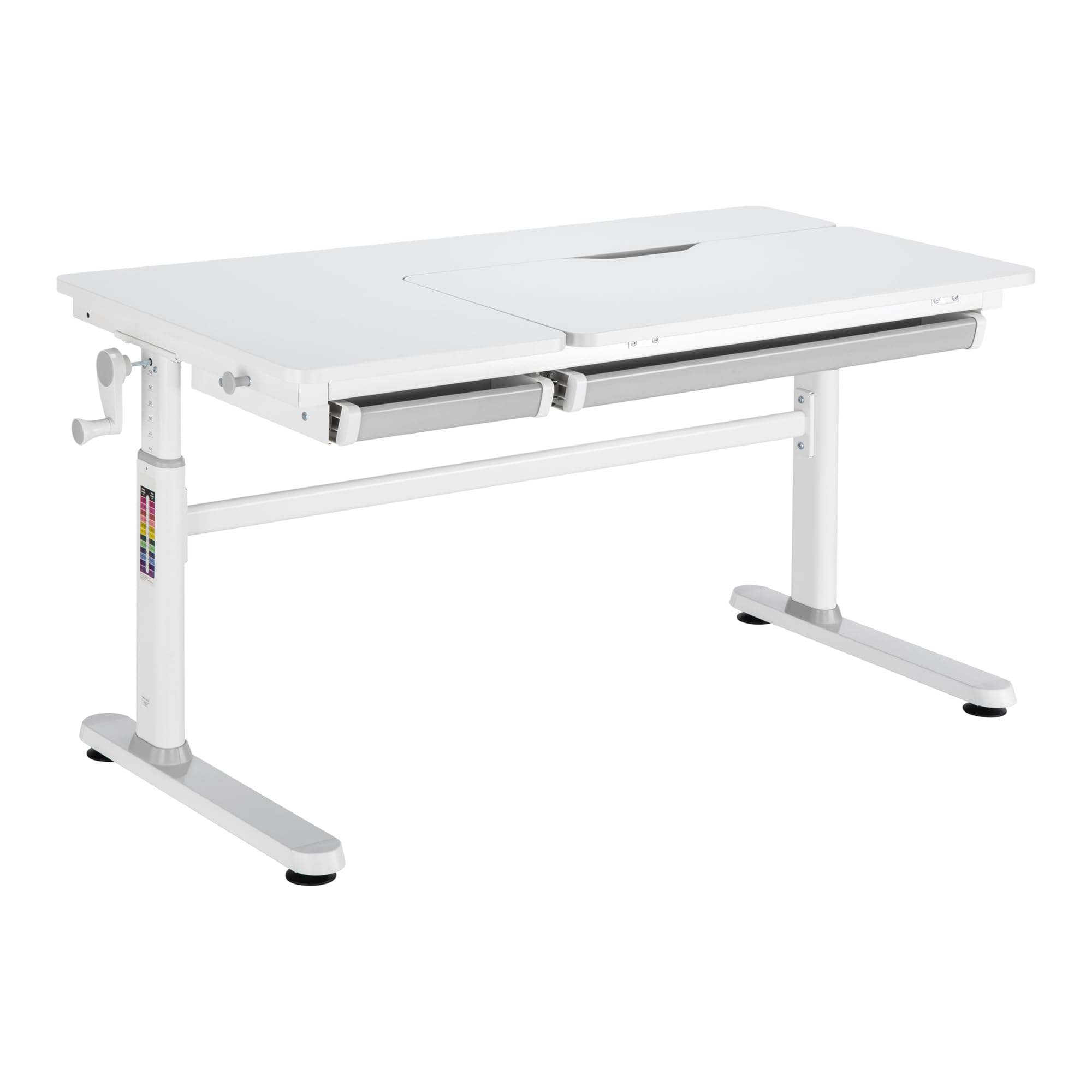 [en.casa] Schreibtisch Kinder Sauda Kinderschreibtisch höhenverstellbar 120 x 60 cm Schülerschreibtisch mit neigbarer Tischplatte und 2 Schubladen Grau/Weiß