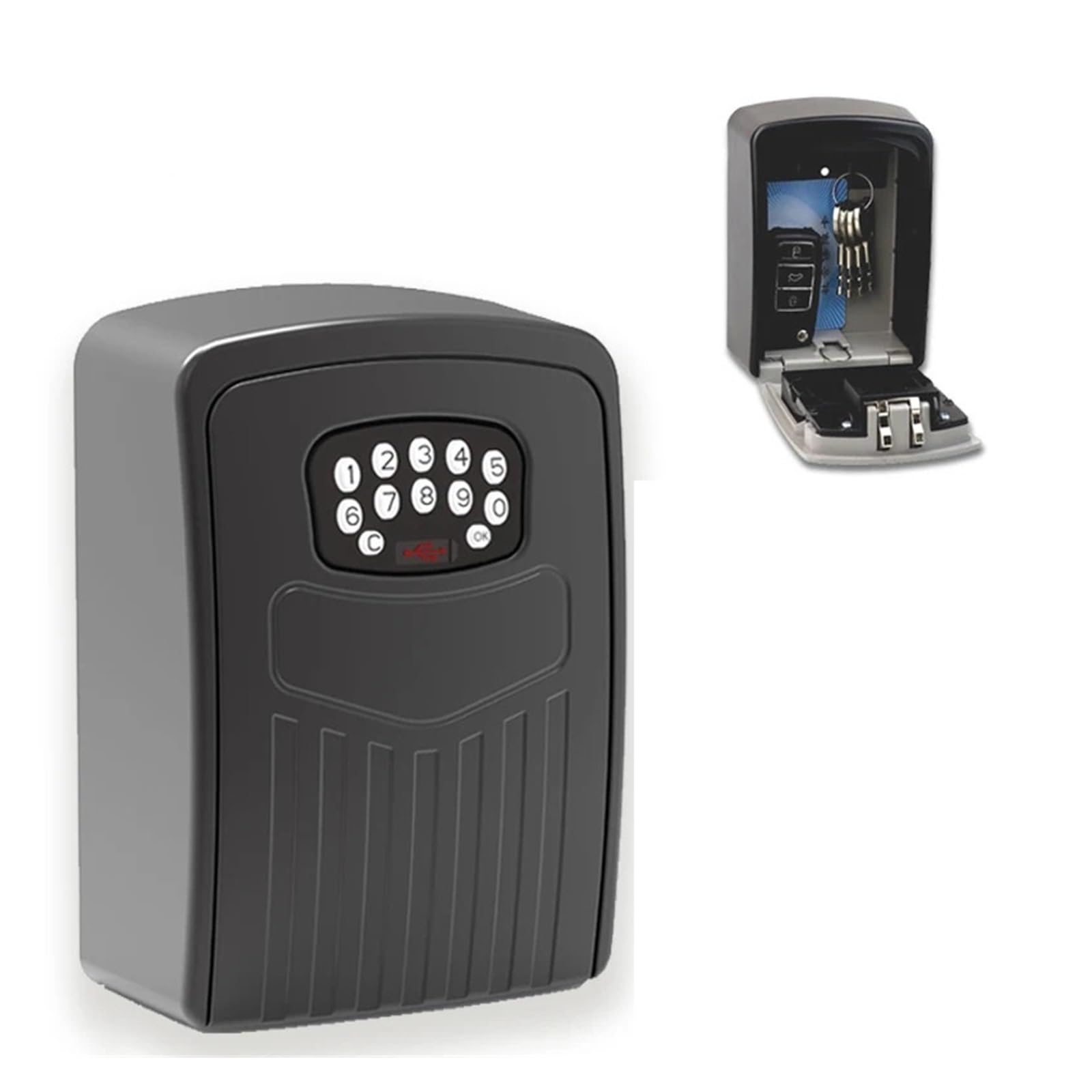 Mini Safe, Fingerprint or Password Safe Key Box Bluetooth Storage Lock Smart Life App Wall Mount Security Anti-theft Lockbox(Password version)