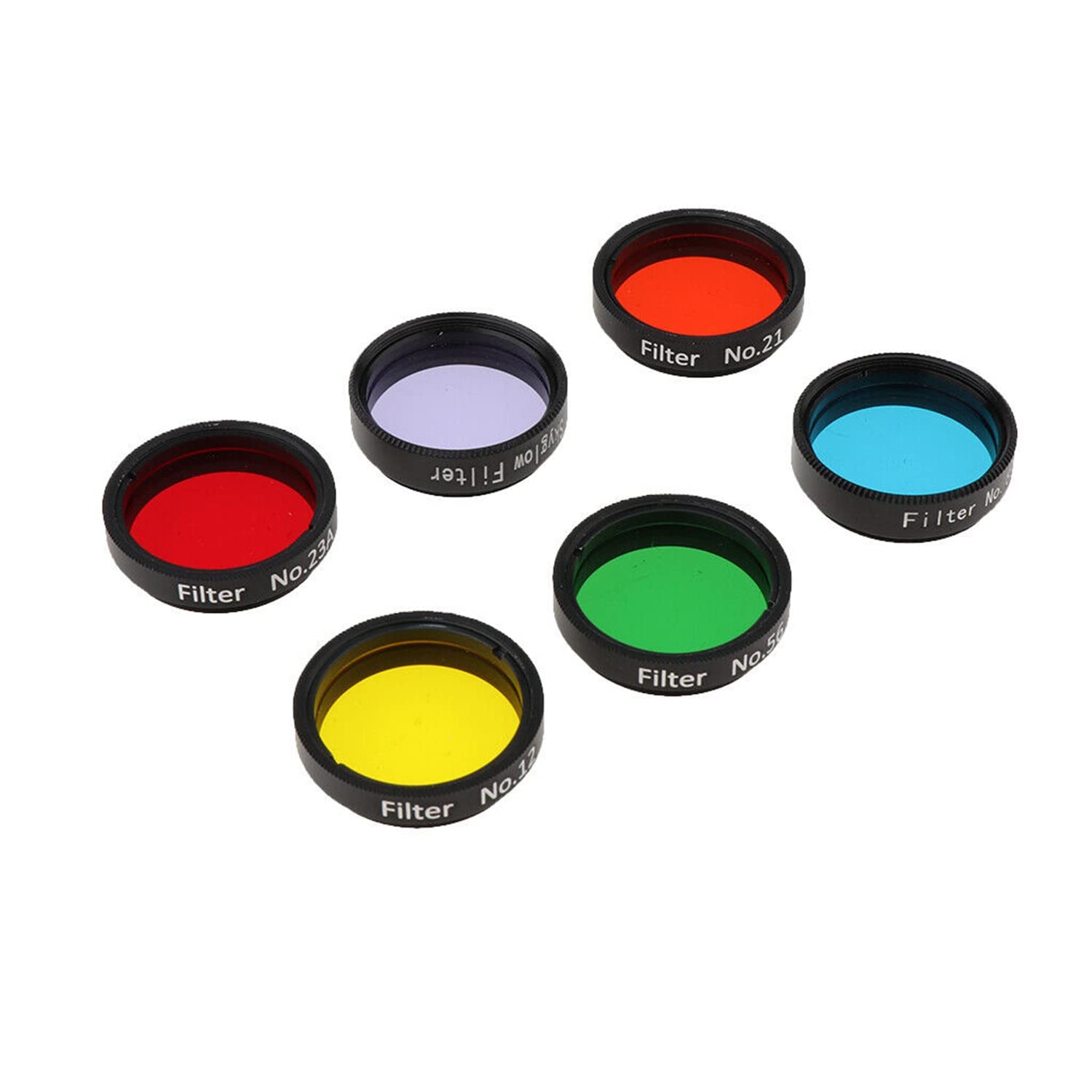 Filtro lunare telescopico da 3,25 cm, set di 6 filtri colorati per telescopio, oculare, lenti colorate per migliorare la definizione e la risoluzione nell'osservazione planetaria lunare, con robusta
