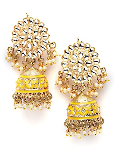 Image of Karatcart Gold Plated Pearl and Drop Kundan Studded Choker Necklace Setfor Women