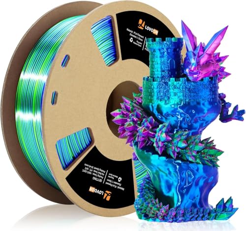 LOVOON 3D Printer Filament Tricolor PLA Filament 1.75mm Silk Filament 1KG