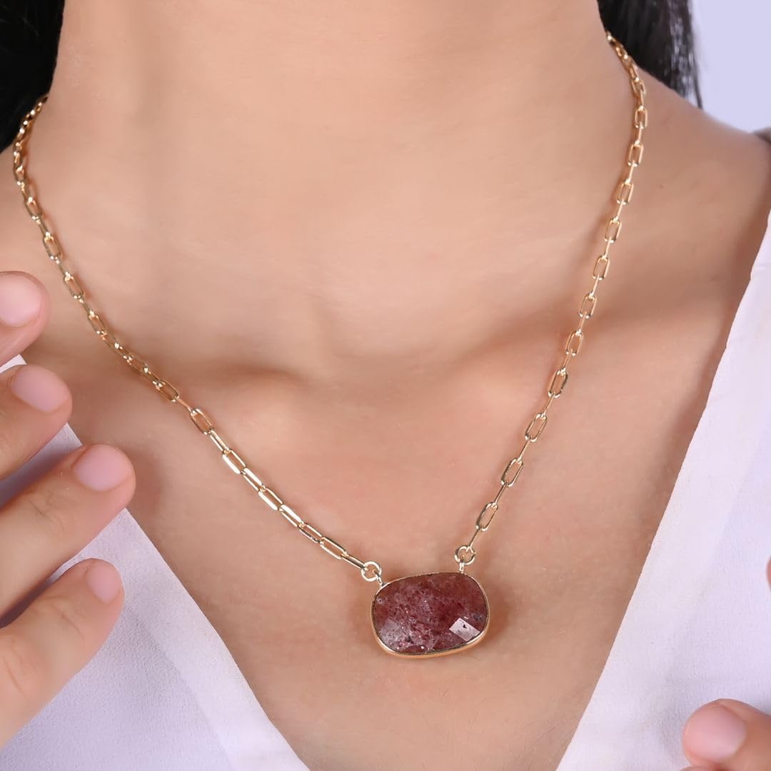 Gempires Cushion Cut Pendant Necklace With 18 Inch Paper Clip Chain Hypoallergenic 14k Gold Plating, Gift for s - Image 4