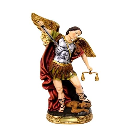 Figura Arcangelo San Michele con Bilancia Altezza Multicolore 40 cm alto