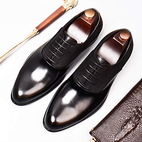 Lace Up Formal Dress Shoes，Men's Business Leather Shoes Handmade Cowhide Urban Walking Party Wedding Banquet,Black- 45/UK 10.5/US 113