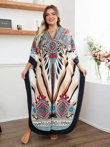 Image of Kaftan Dress for Women - Plus Size Caftan Maxi Beach Dress Moo Moos Loungewear, Swimsuit Cover Up for Beach, Pool or Vacation