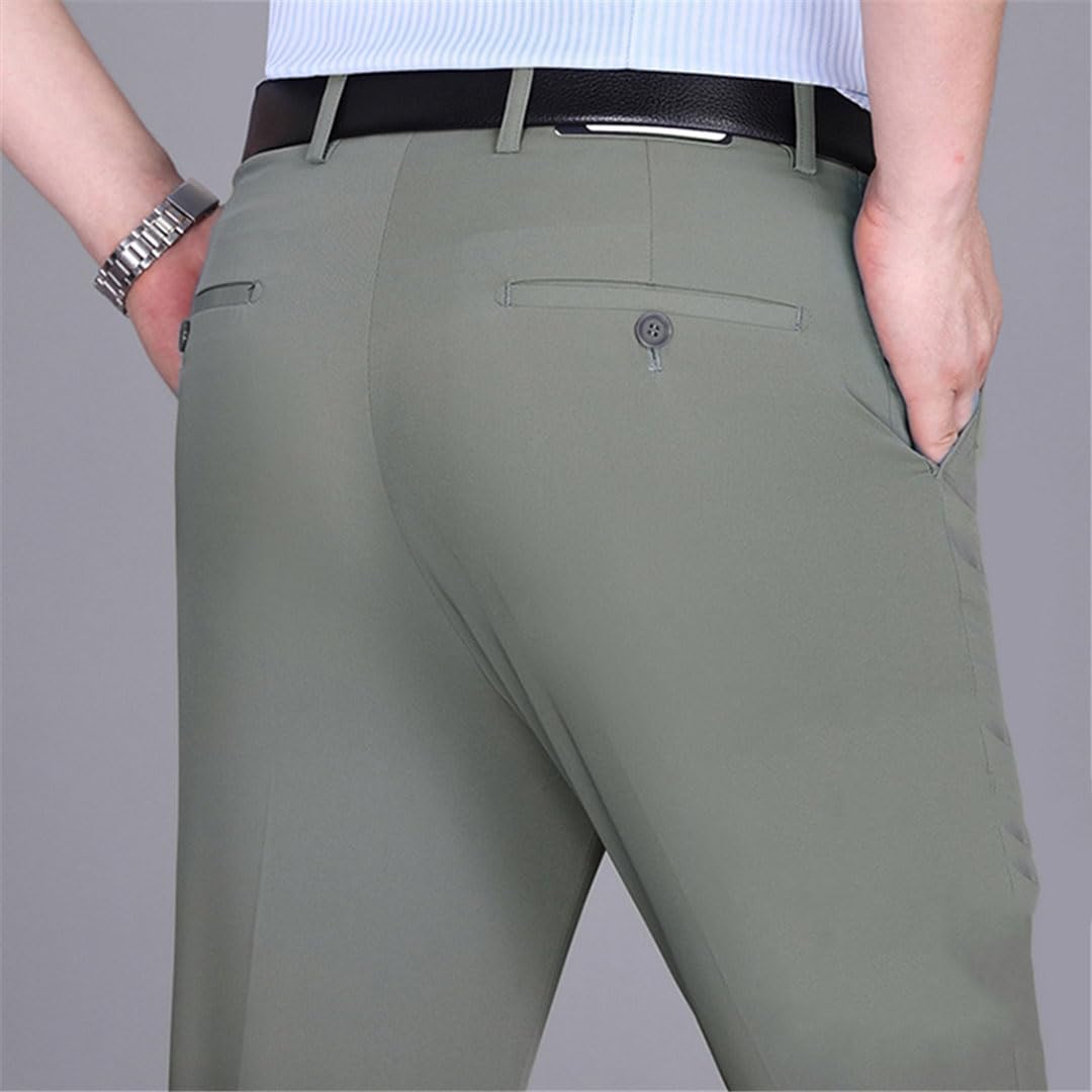 Vogrtcc Pantalones De Vestir Finos De Cintura Alta para Hombres Pantalones De Traje De Negocios Sueltos Rectos