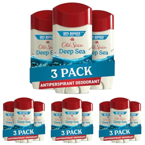 Image of Old Spice Men's Antiperspirant & Deodorant, 24 /7 Lasting Freshness, Advanced Sweat & Odor Protection with Skin Conditioners,Invisible Solid, Deep Sea with Ocean Elements Scent, 3.4 Ounce (Pack of 12)