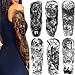 Leoars 6 Sheets Extra Temporary Tattoo Black Tattoo Full Arm Sleeve Temporary Tattoo Stickers Body Atr for Man Women