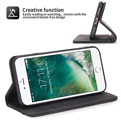 nincyee Capa flip para iPhone 8 Plus e iPhone 7 Plus, couro vegano premium, capa carteira com fecho