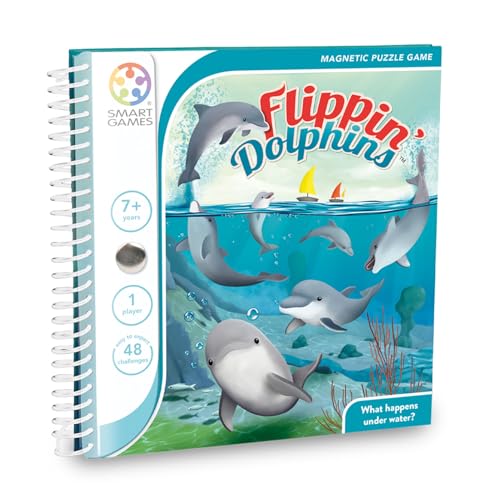 SmartGames - Flippin' Dolphins, Magnetic Puzzle Game with 48 Challenges, 7+ Years