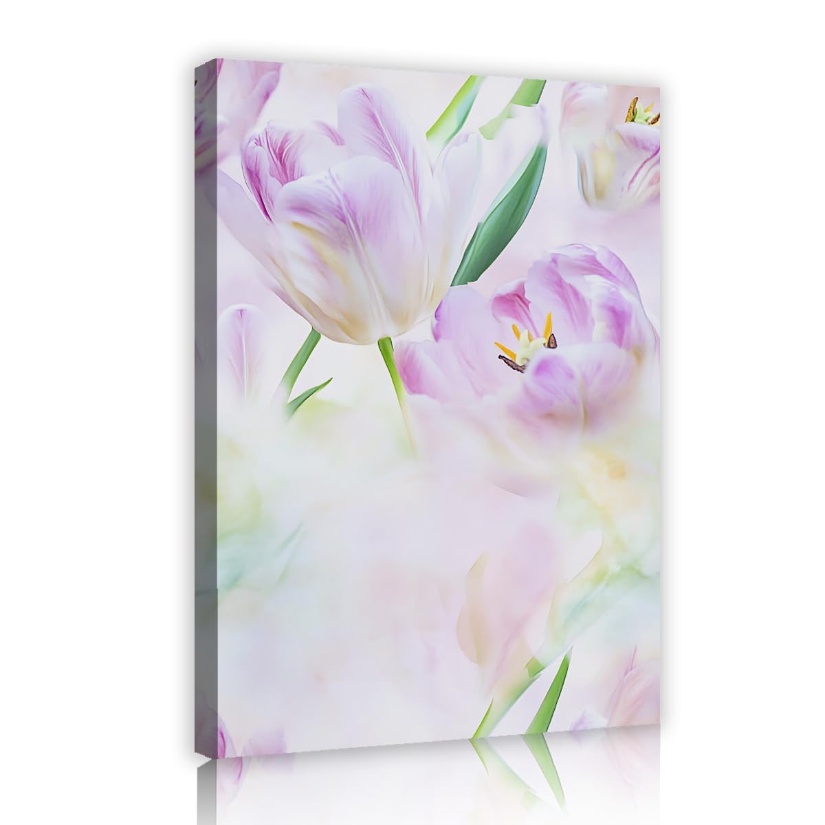 TOANGWALL Purple Tulips Canvas Wall Art Soft Petals Floral Painting Dreamy Botanical Mural Pictures Artwork Modern Framed Poster Prints For Guestroom Studio Decor 80x120cm