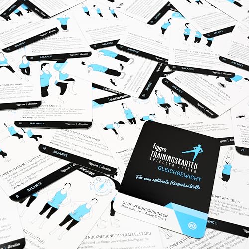figgrs® Gleichgewicht - 57 Trainingskarten mit 50 Fitness Übungen für wirkungsvolles Balance- und Kräftigungstraining, Körperkontrolle und Sturzprophylaxe