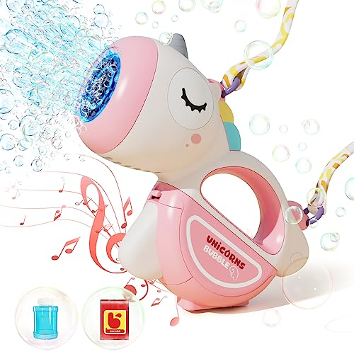 XAZASTOV Máquina de Burbujas de Jabón Niños, Unicornio Automática Máquina Burbujas con Solución de Pompas de Jabón, Juguete de Pompas deJabon Niños para Fiestas Al Aire Libre Bodas