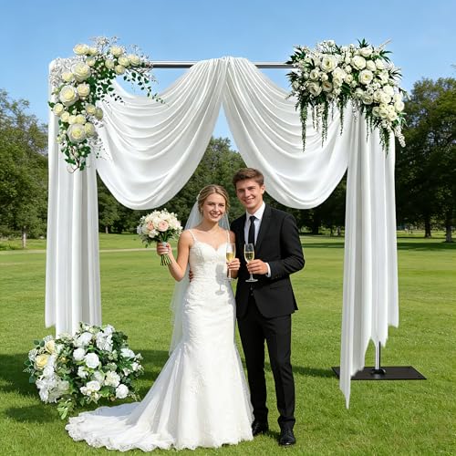 Steel Double Backdrop Stand 10x 10 Adjustable Heavy Duty Double Photography Background w/Flat Base - Crossbar Rod Frame for Birthday Party/Family Gathering/Wedding (10x 10ft)