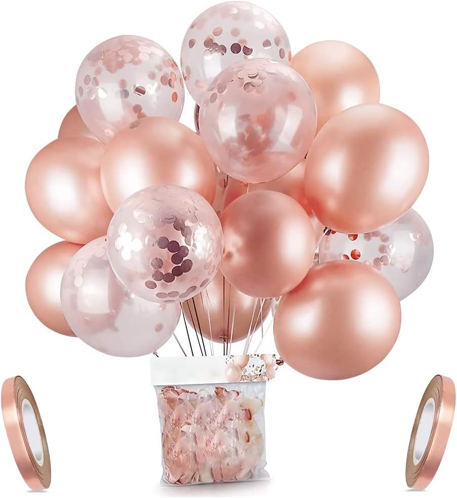 Rose Gold Confetti Balloons Arch Party Balloon 12 Inch For Wedding, Birthday,Baby Shower,Graduation,Ceremony Party Decorations Helium Ballons, Bridal Shower Decoration(30pcs).