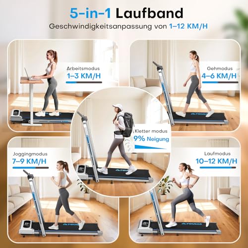 FOUSAE Laufband für Zuhause, 12km/h mit 9% Steigung - 3