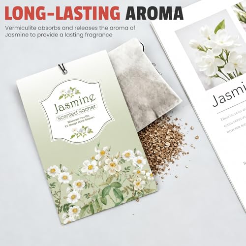 Image of FURWEY 16 Packs Jasmine Scented Sachets, Long Lasting Sachet Bag | For Drawers and Closets, Room Car Odor Deodorizer, Fresh Scent Home Fragrance