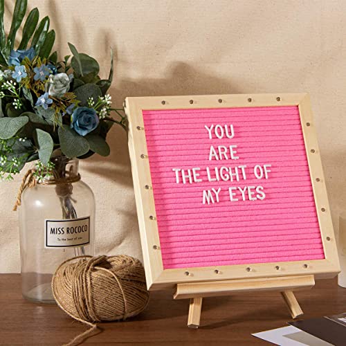 Pink Felt Letter Board With Led Lights- 10 × 10 Inch Changeable Message Board With Rustic Vintage Wood Frame 510 Pre-Cut Black & White Letters Tripod Stand And Wall Mount Hanger For Party Home Decor #TOP3
