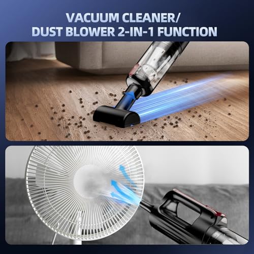 Image of MONOZEL Handheld Vacuum Cleaner, 18000Pa 2 in 1 Cordless Car Vacuum Cleaner&Air Duster, 130W Brushless Motor with 7800mAh Battery, LED Light and Multi-Nozzles, Portable for Home, Car, Office, Pet