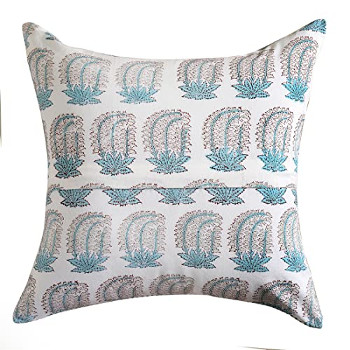 Image of Ravaiyaa - Attitude is everything Cotton Hand Block Printed Soft Cushion Cover Pillow Case 16 inch Square Cushion Sham Set of 2 Piece