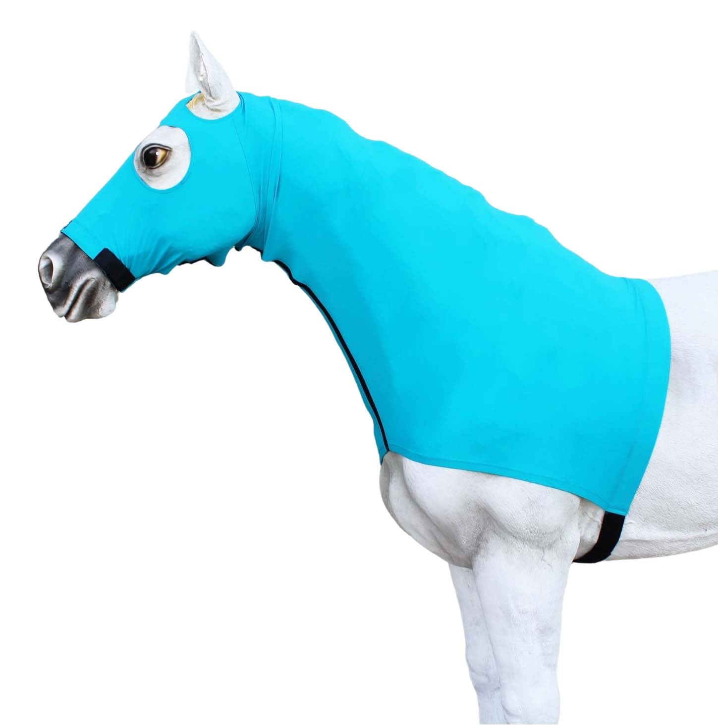 CHALLENGER Large Horse Comfort Stretch Spandex Neck Hood Mane Stay Black