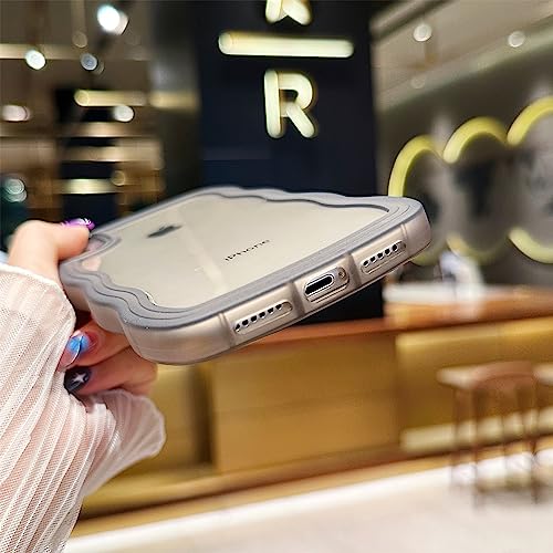 Image of Compatible with iPhone XR Case 6.1 inch, Cute Kawaii Curly Wave Frame Shape Soft Silicone Shockproof Protective Phone Cover for Women Girls, Clear /Yellow