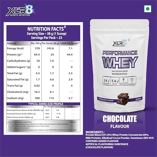 Image of XLR8 Performance Whey Protein Concentrate - Chocolate | Lab Certified Protein Content | Supports Muscle Recovery & Growth