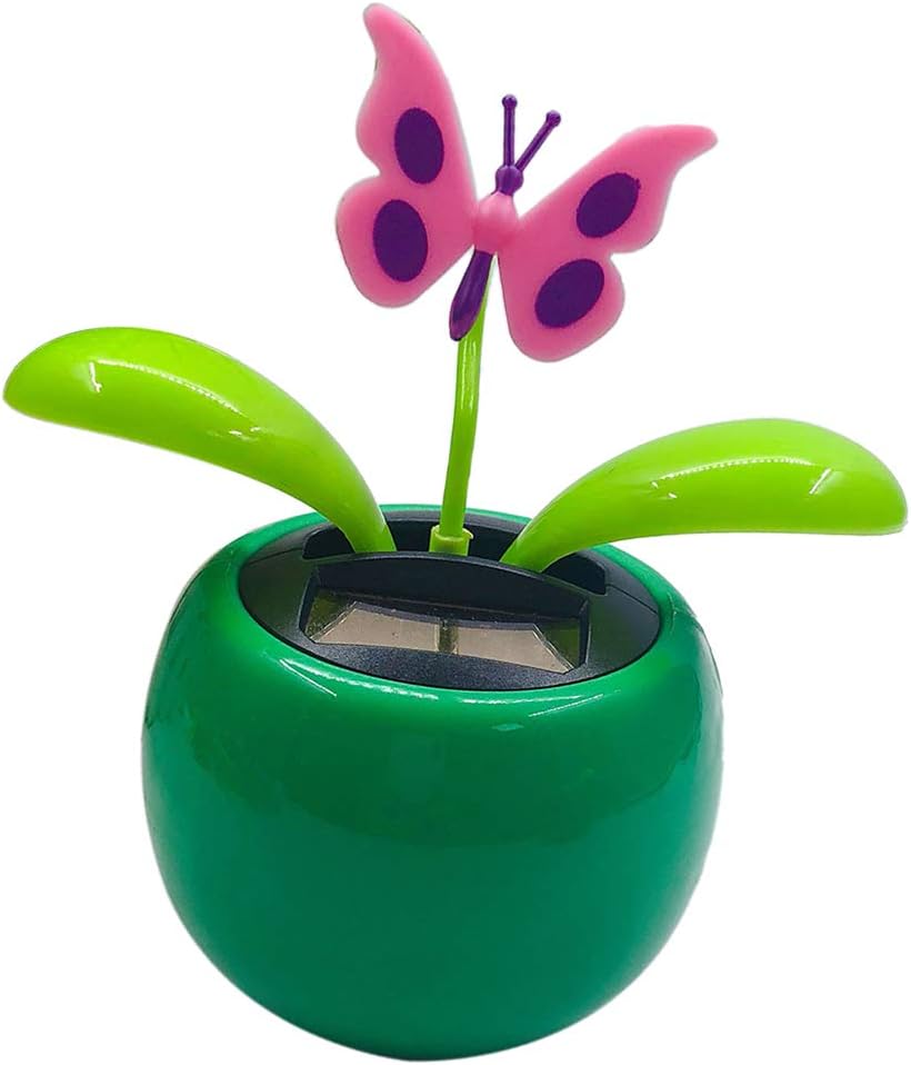Fabulous Solar Powered Dancing Flowerpot Toy Figure Swing Ornament for Car Home Decoration Gifts – Pink Butterfly