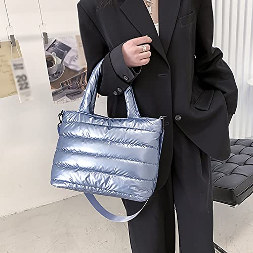 Sac fourre-tout matelassé bleu taille unique en coton pour femme