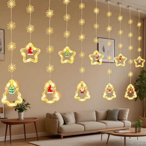 Lichterkette Sterne Fenster Weihnachtsdeko, USB Weihnachtsbeleuchtung...