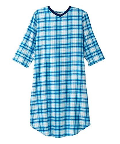 Men’s Open Back Adaptive Flannel Nightgown for Seniors - Back Snap Nightgowns With Dome Closure