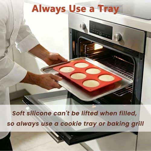 Redfly Silicone Egg Molds for Breakfast Sandwiches 2 Pcs, Non Stick 3 Inch Egg Bites Baking Pans, Silicone Muffin Pans for Baking — view 5