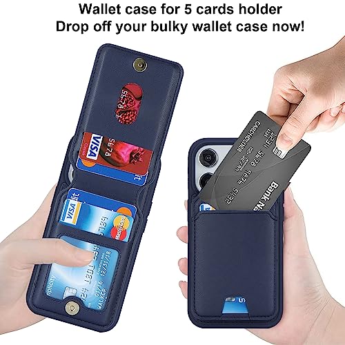 ?????? for iPhone 13 Pro wallet Case Magsafe compatible iPhone 13 Pro Case with Card Holder iphone 13 pro phone case wallet magsafe compatible detachable magnetic leather cover for men-Blue