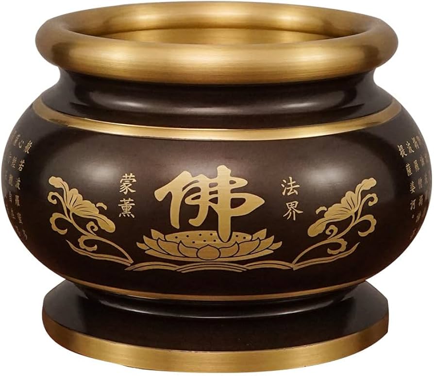 Amazon.com: 供佛心经香炉xianglu 家用纯铜观音室内烧香鼎炉寺院上香插