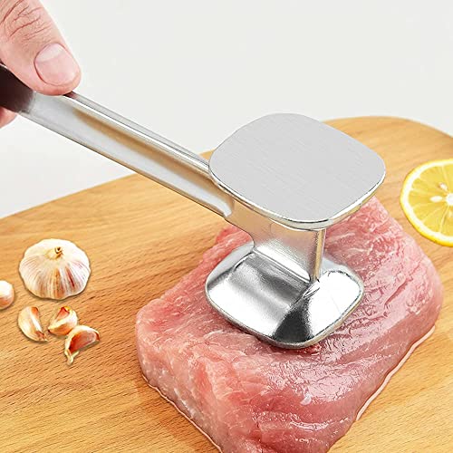 BEAUTYBIGBANG Fleischklopfer Doppelseitiger Schnitzelklopfer Aluminum ideal für Schnitzel Koteletts Steaks Werkzeug für Hähnchen Rind Schwein Steak im Kochen Küche Cover