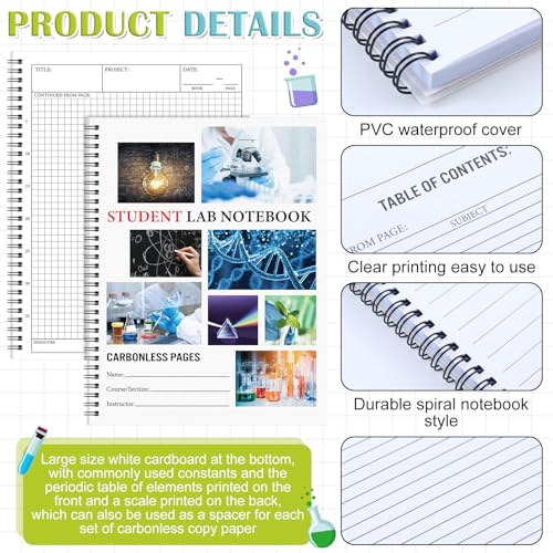 Cuadernos de laboratorio autocopiativos con hojas perforadas para un duplicado exacto e inmediato 3
