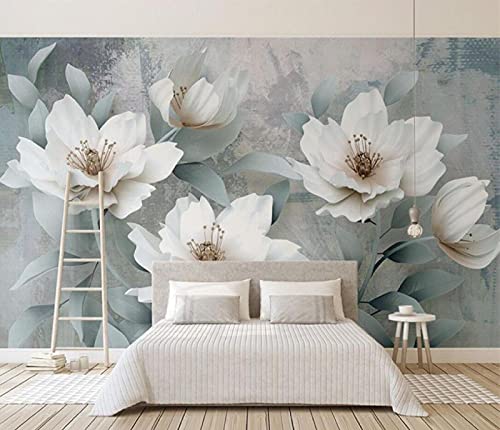 Papier Peint Panoramique 3D Bouton De Fleur Blanche Simple Rétro Papier Peint Intissé Décoration Murale Cover