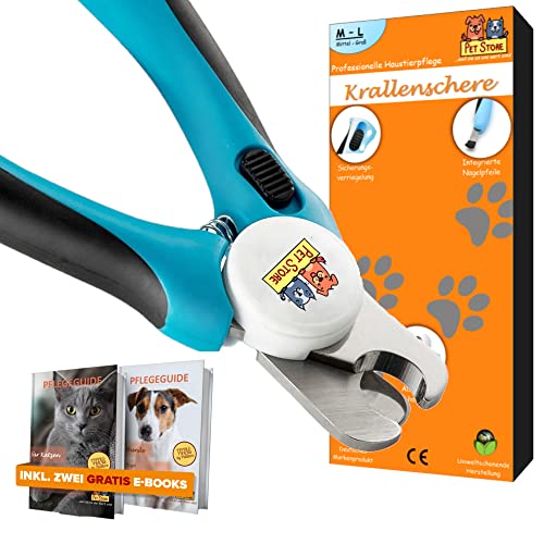 B2KY Profi Krallenschere für Hunde Katzen Haustier inkl. Gratis E-Book & Krallenfeile für Kaninchen Hasen Meerschweinchen | Sichere Krallenpflege mit Schutzvorrichtung & Abstandshalter Krallenzange Cover