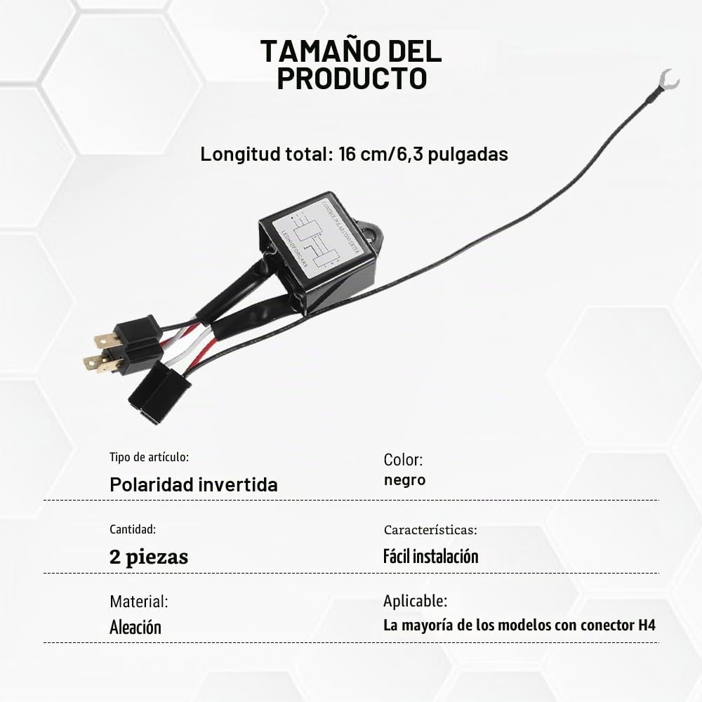 Convertidor de Polaridad, 2 Piezas Convertidor Negativo de Aleación LED, Adaptador de Arnés de Interruptor Negativo, Inversor Polaridad para H4
