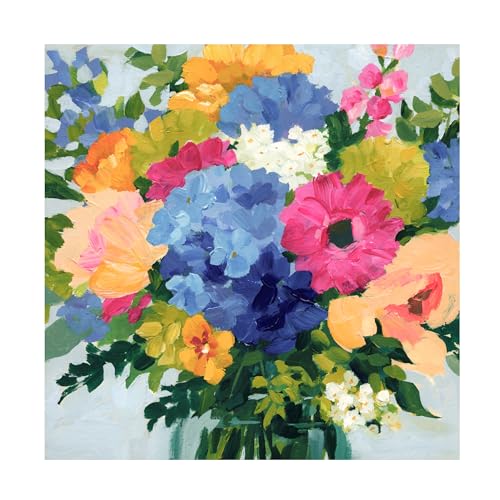 Trademark Fine Art Canvas Wall Art - Victoria Barnes 'Blooming Brightly II' Wall Art for Living Room, Bedroom, or Office Décor
