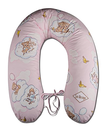 sei Design Almohada de enfermería, cojín de Lactancia,Marca XXL 190 x 30 cm, Que consiste en el llenado de Bolas de Fibra - Muy Suave y cómodo. Cierre de la Funda con Cremallera y Bordado