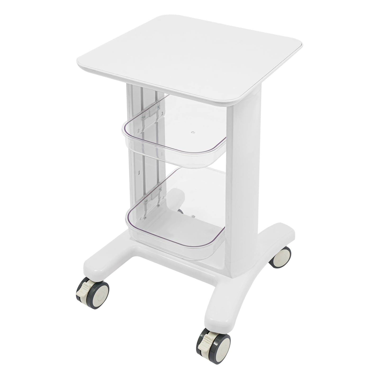 Carrello per salone di bellezza mobile, supporto per strumenti di bellezza a 3 livelli, ABS robusto, capacità 50 kg, ruote universali bloccabili, ideale per saloni e spa