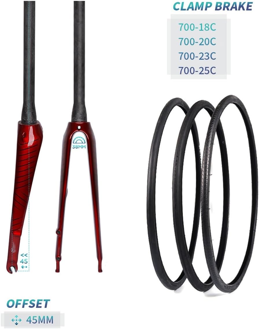 700C Full Carbon Fiber Road Bikes Fork QR 9X100mm Disc Brake Hard Forks 1 1/2" Tapered Tube Threadless Front Fork
